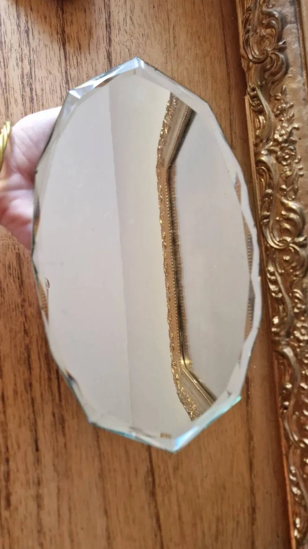 Miroir ancien à poser biseauté velours vintage