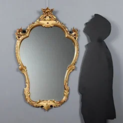 Miroir ancien style baroque en bois sculpté, Italie, XIXe siècle