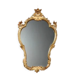 Miroir ancien style baroque en bois sculpté, Italie, XIXe siècle