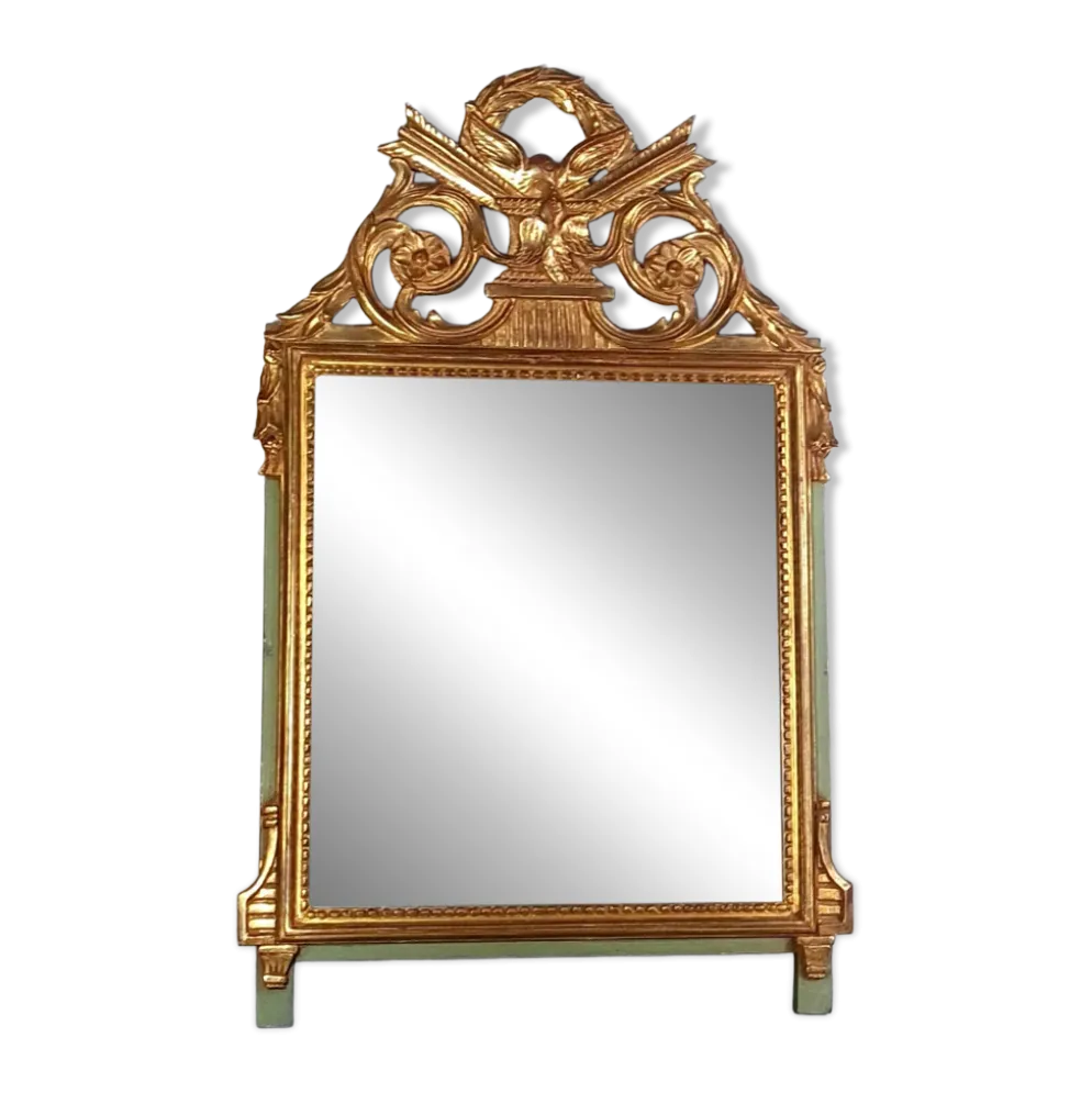 Miroir ancien style Louis XVI bois sculpté dorure d'origine 73x43 cm D230