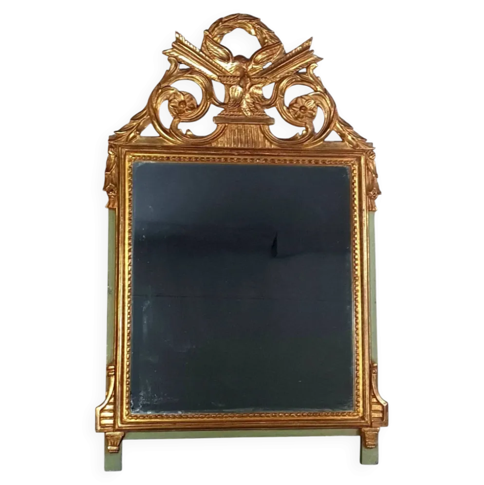 Miroir ancien style Louis XVI bois sculpté dorure d'origine 73x43 cm D230