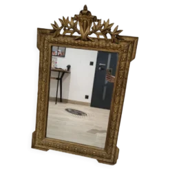 Miroir ancien style Napoléon III à fronton aux lauriers