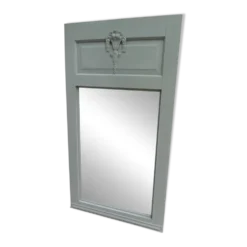 Miroir ancien, trumeau peint en vert de gris.