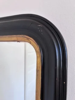 Miroir antique français Louis Philippe – noir et or, fin du 19e siècle