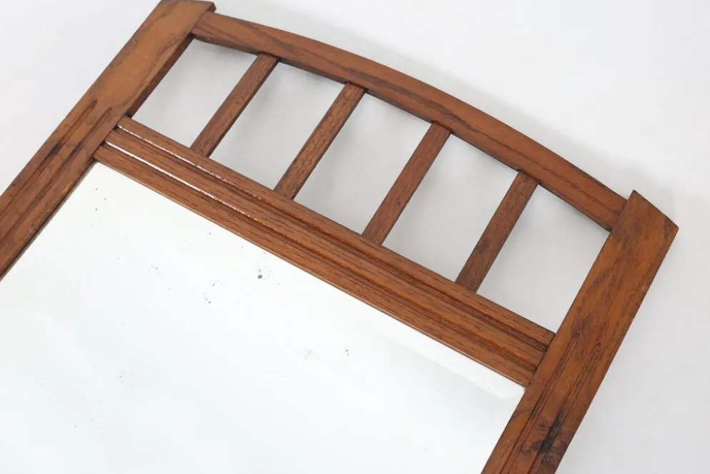 Miroir Art Déco en bois avec miroir taillé en facettes, années 1930