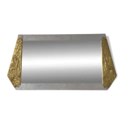Miroir art déco en bois glace biseautée