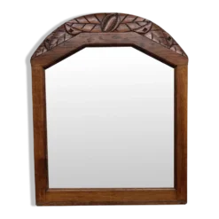 Miroir art déco en chêne motif sculpté