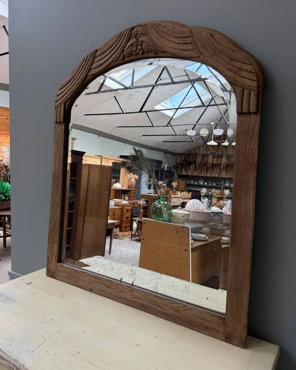 Miroir art déco en chêne, rénové