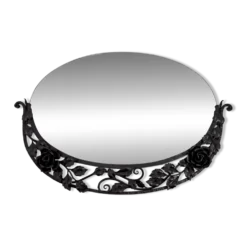 Miroir Art déco en fer forgé à décor de roses, vers 1920