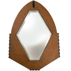 Miroir Art Déco néerlandais en chêne avec des détails ébénisés, 1920-1930