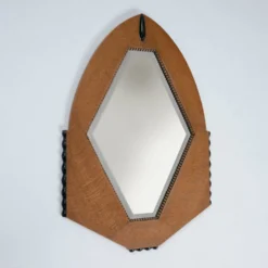 Miroir Art Déco néerlandais en chêne avec des détails ébénisés, 1920-1930