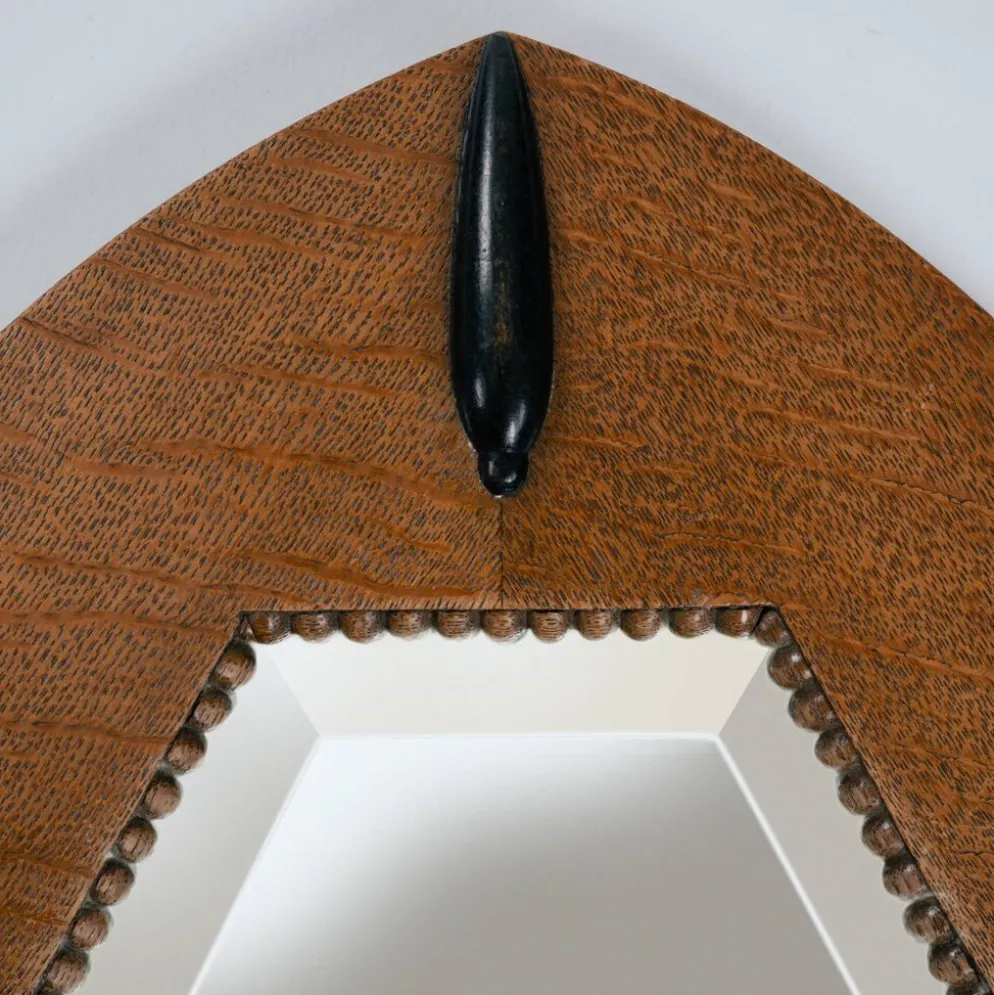 Miroir Art Déco néerlandais en chêne avec des détails ébénisés, 1920-1930