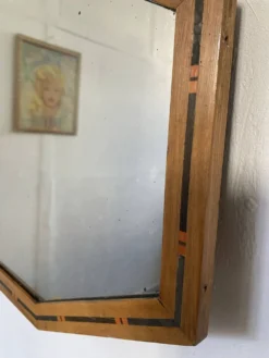 Miroir Art déco vintage bois marqueté
