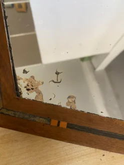 Miroir Art déco vintage bois marqueté