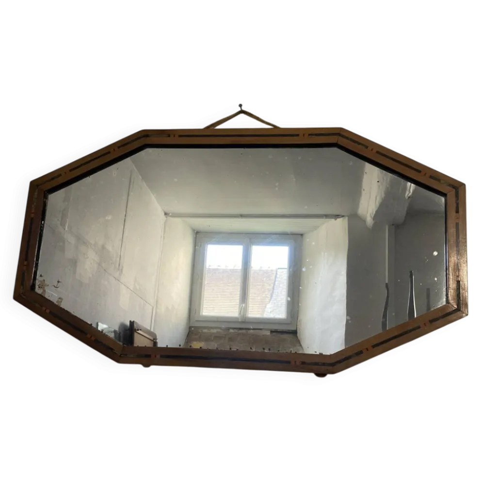 Miroir Art déco vintage bois marqueté