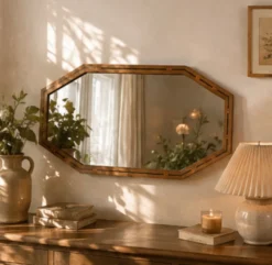 Miroir Art déco vintage bois marqueté