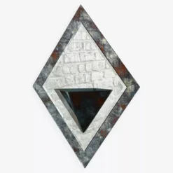 Miroir Art Deco années 40 forme losange avec cache pot intégré