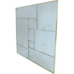 Miroir artisanal industriel en laiton vieilli à la main