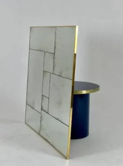 Miroir artisanal industriel en laiton vieilli à la main