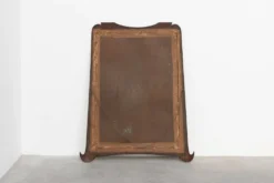Miroir Art Nouveau en chêne avec incrustation dorée, France vers 1915