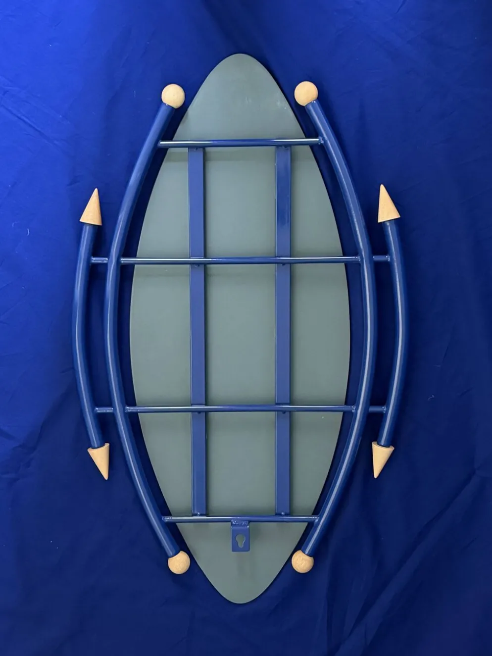 Miroir asymétrique postmoderniste bleu – esprit Memphis, années 1980