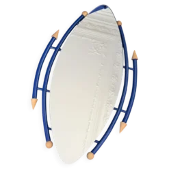 Miroir asymétrique postmoderniste bleu – esprit Memphis, années 1980