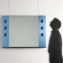 Miroir au design vintage avec lumières en verre, Italie, années 1960.