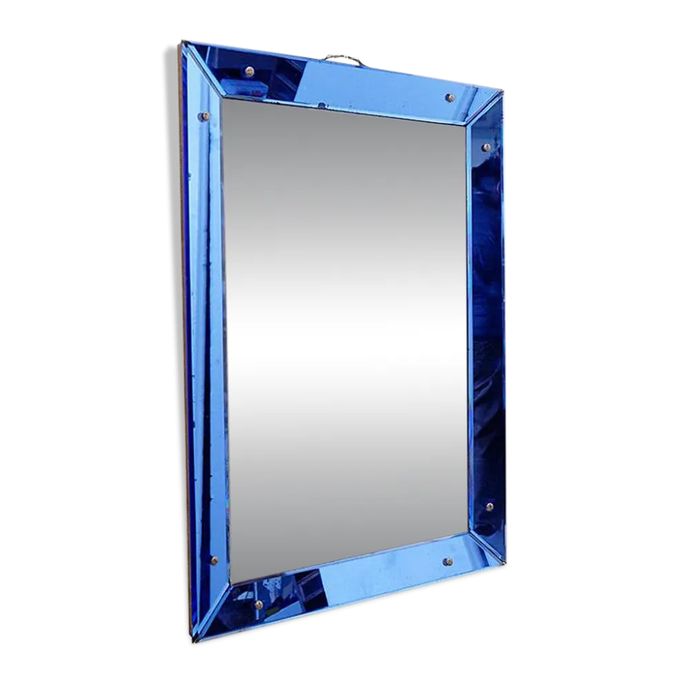 Miroir avec cadre en verre coloré, Italie, vers 1950