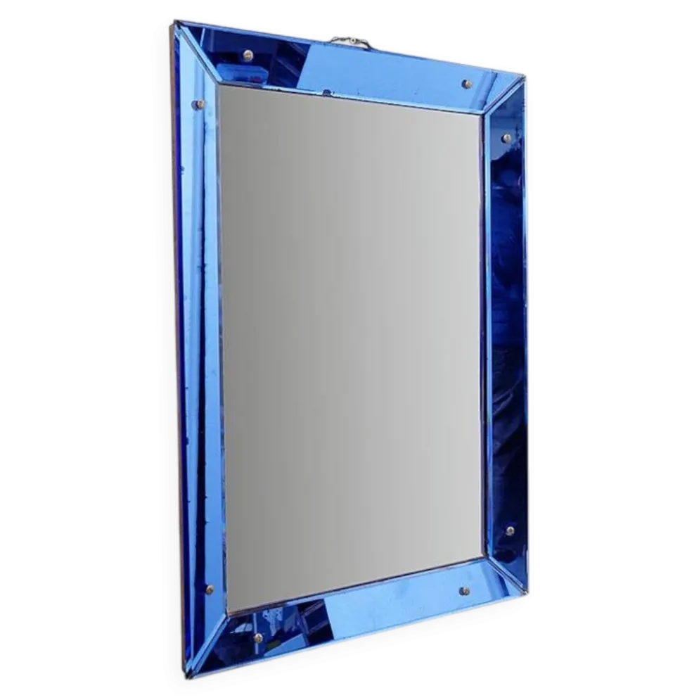 Miroir avec cadre en verre coloré, Italie, vers 1950