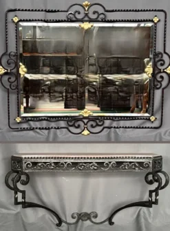 Miroir avec console de style Art déco.