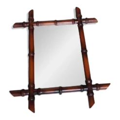 Miroir bambou ancien vintage 50x42cm