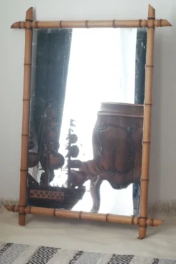 Miroir bambou clair vintage 107 x 79 cm