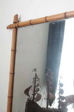 Miroir bambou clair vintage 107 x 79 cm
