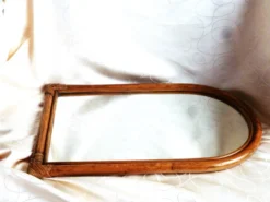 Miroir bambou ovale 55.5X34 cm - ancien miroir mural bambou.
