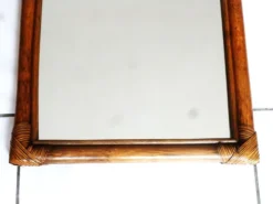 Miroir bambou ovale 55.5X34 cm - ancien miroir mural bambou.