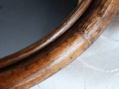 Miroir bambou ovale 55.5X34 cm - ancien miroir mural bambou.