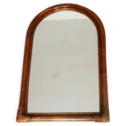 Miroir bambou ovale 55.5X34 cm - ancien miroir mural bambou.