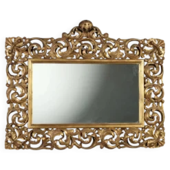 Miroir baroque ancien en bois sculpté et doré, Italie, XXe siècle