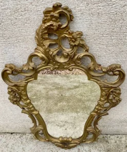 Miroir baroque en bois doré vintage ancien