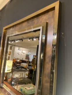 Miroir Belgo Chrom XXL laiton étain chrome et miroir bronze 130x130cm