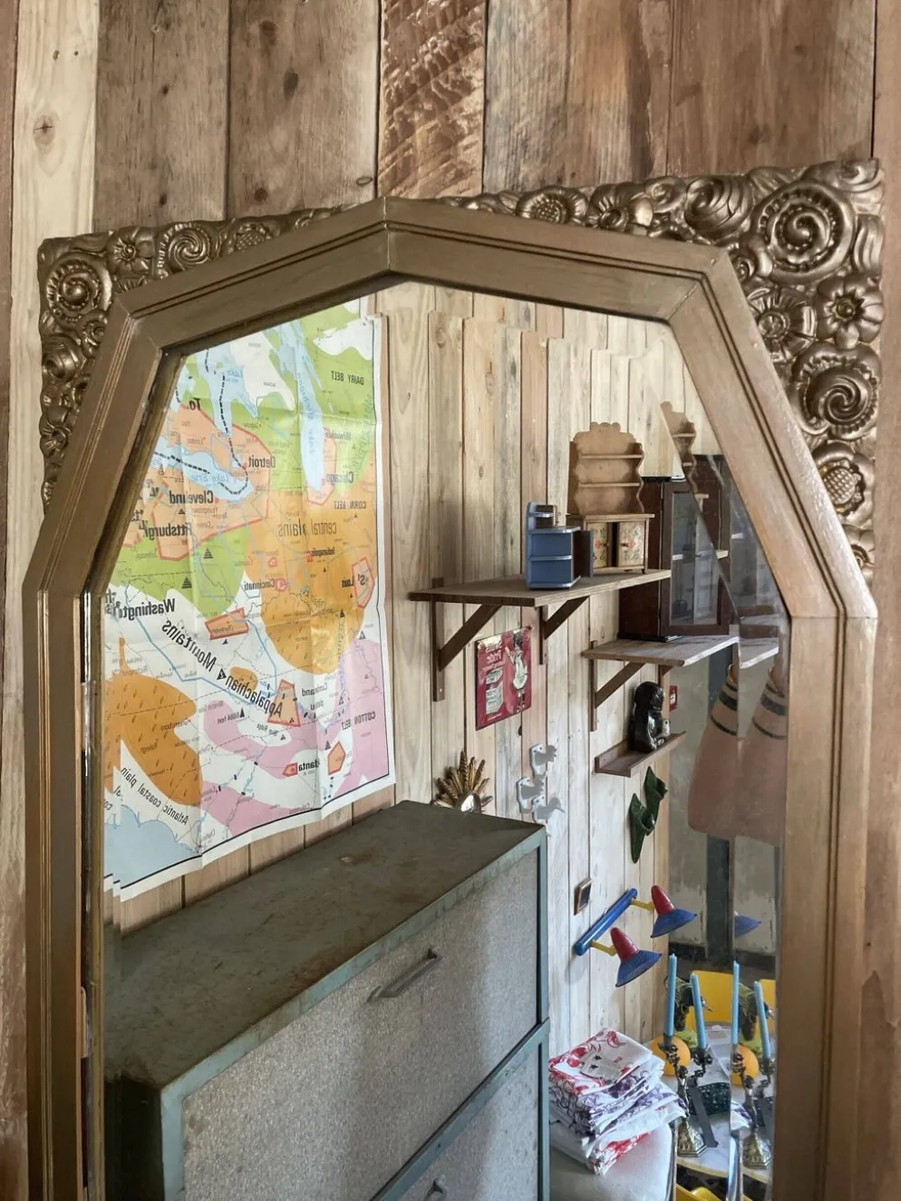 Miroir biseauté doré