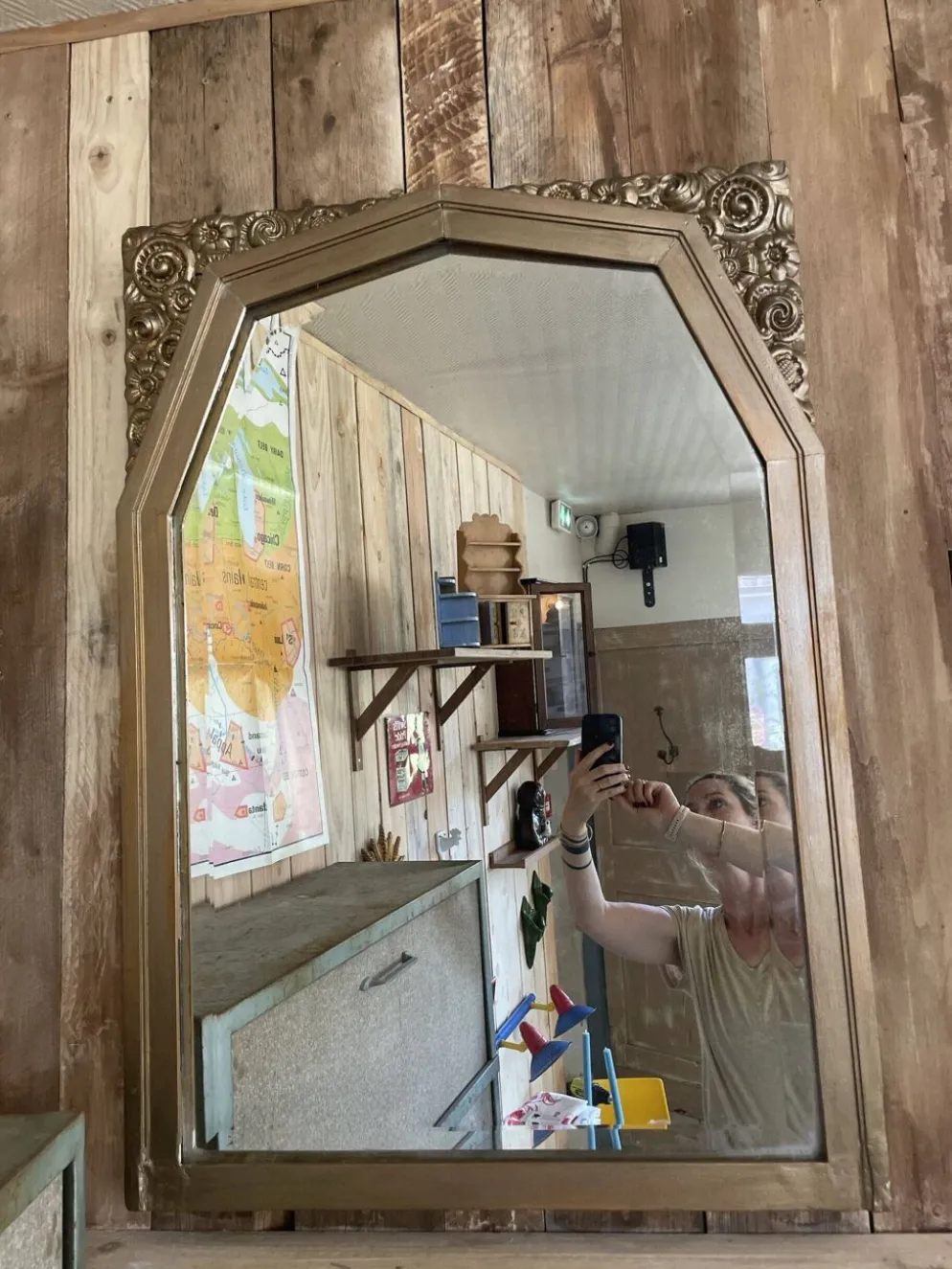 Miroir biseauté doré