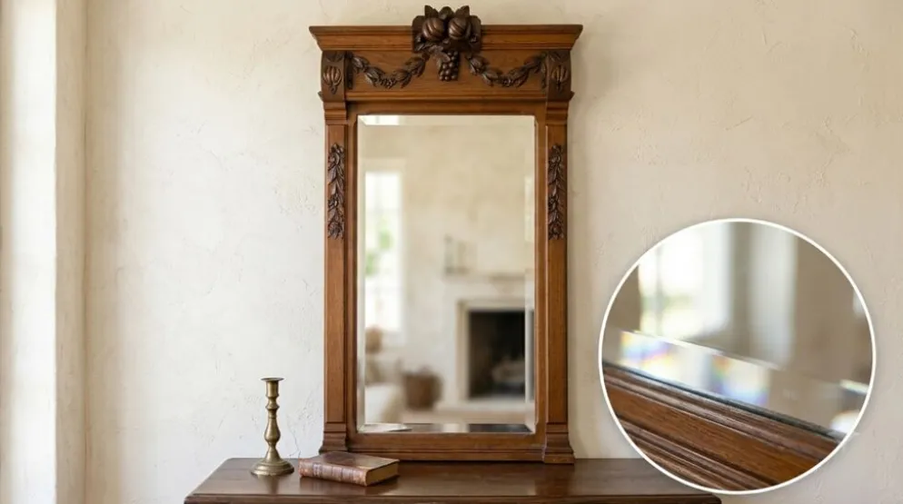 Miroir biseauté en bois sculpté