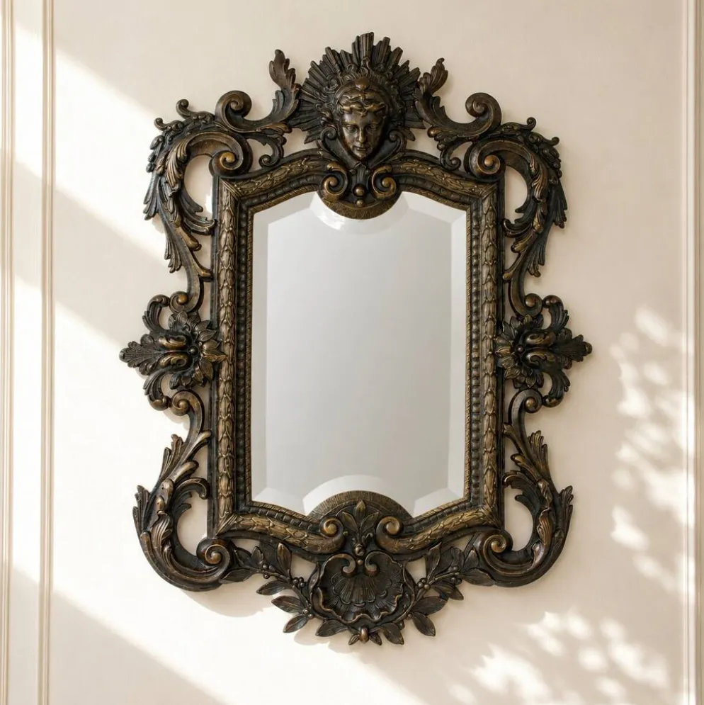 Miroir biseauté en bronze, Second Empire XIXe siècle, style Louis XV