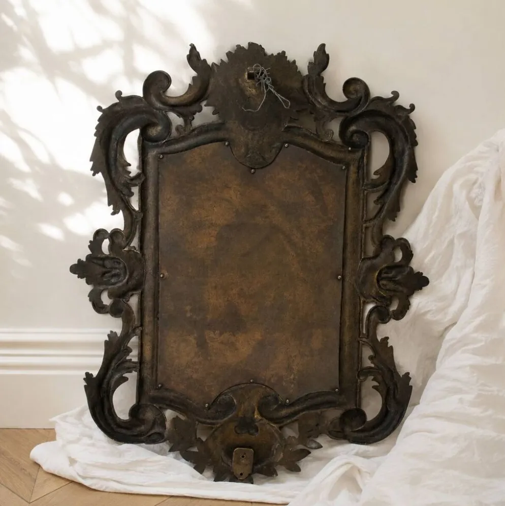Miroir biseauté en bronze, Second Empire XIXe siècle, style Louis XV