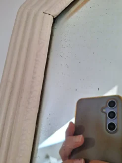Miroir biseauté et mouluré beige