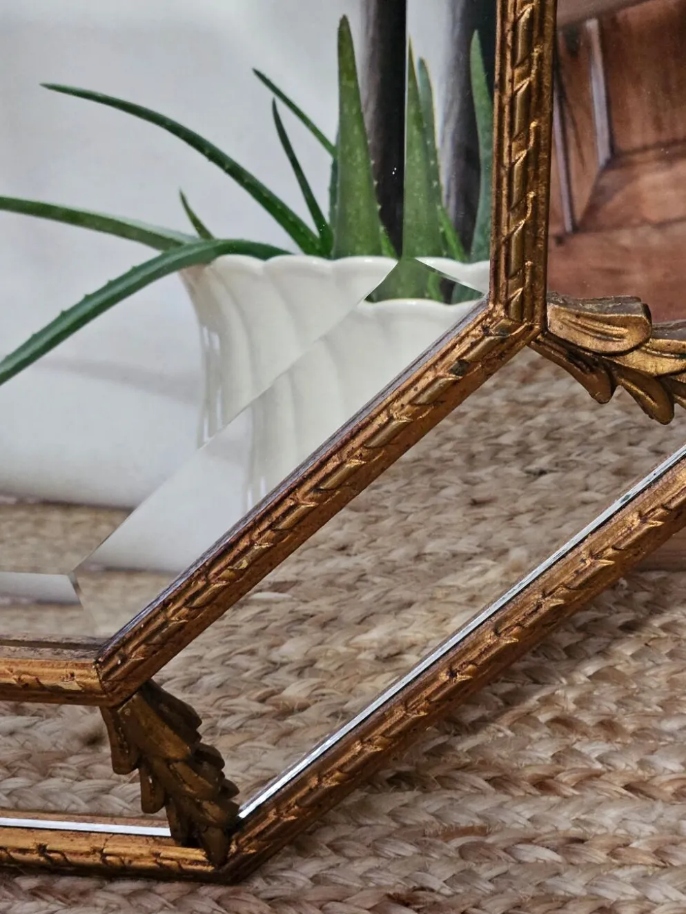 Miroir biseauté parcloses néoclassique XXème