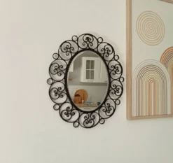 Miroir biseauté vintage en fer forgé style Chaty Vallauris