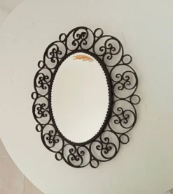 Miroir biseauté vintage en fer forgé style Chaty Vallauris
