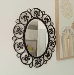 Miroir biseauté vintage en fer forgé style Chaty Vallauris